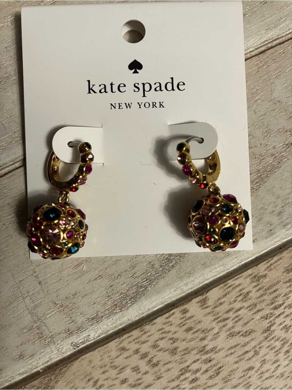 🌸Kate Spade New York  ‘On The Dot’ Gold Multicolor Crystal Drop Earrings